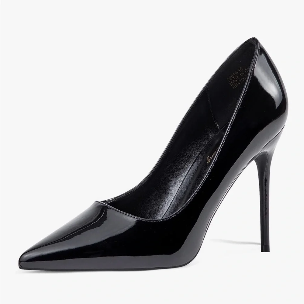 Elisabet Tang Black Patent Leather Stiletto High Heel Pumps-size 7-NWT‎
